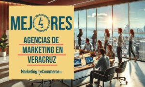 Imagen creada con IA en la que vemos a un equipo de marketing reunido en una sala de juntas, discutiendo estrategias; esto en referencia a las mejores agencias de marketing en Veracruz.