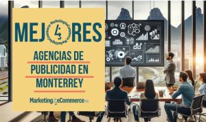 Imagen creada con IA en la que vemos a un equipo de marketing reunido en una sala de juntas; en referencia a las mejores agencias de publicidad en Monterrey.