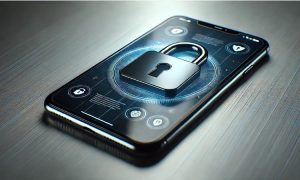 Imagen creada con IA que nos muestra un dispositivo Android con un candado en su pantalla, en referencia a las nuevas funciones antirrobo de Google en México.
