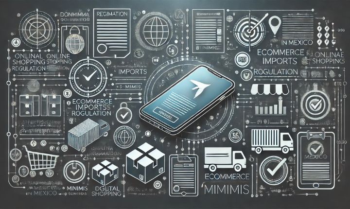 Imagen creada con IA que muestra concepto de regulación de importaciones de eCommerce en México