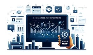 Imagen creada con IA que muestra la inversión a plazos fijos de Nu inversión con un monitor con gráficas de crecimiento, un móvil en una mano que muestra signos de pesos y elementos que demuestran este tipo de inversiones digitales