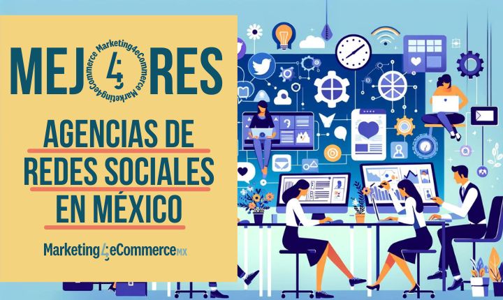 en una imagen creada por IA se muestran en animación una oficina en la que trabajan algunas personas en sus computadoras, representando el trabajo de las agencias de redes sociales en méxico