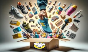 mano que quita de una caja de Mercado Libre los productos falsos o prohibidos en la app
