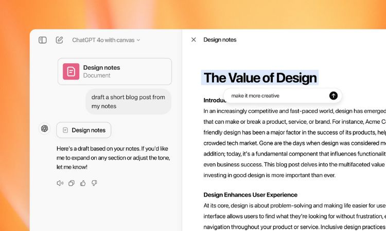 ChatGPT se convierte en un colaborador activo de tus proyectos gracias a su nuevo modelo Canvas