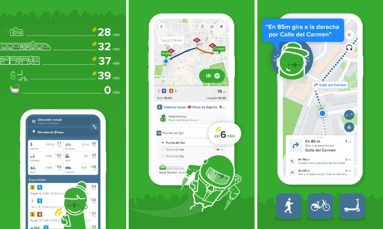 Funcionalidades de la aplicación Citymappers