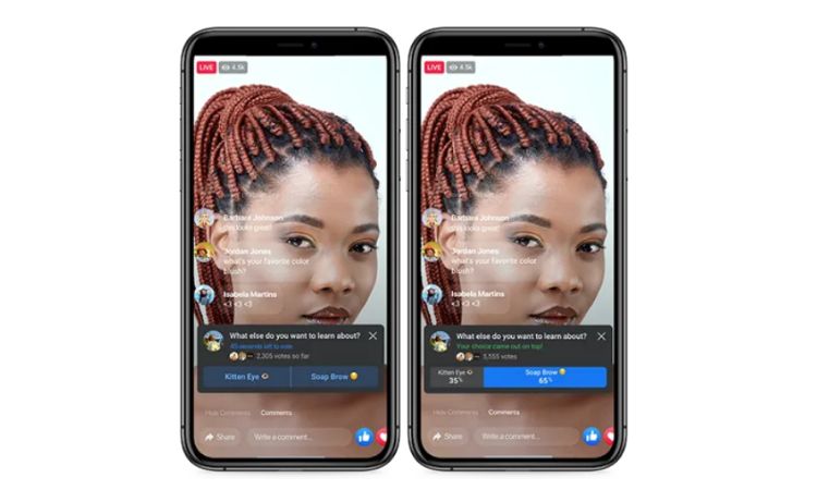 Imagen que muestra herramientas interactivas de Facebook Live