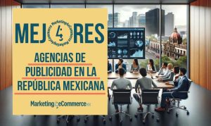 Imagen creada con IA en la que vemos a un equipo de personas reunido en una sala de juntas con vista hacia una ciudad; esto en referencia a las mejores agencias de publicidad en México.