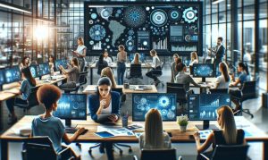 Varias mujeres trabajando en una agencia de publicidad mostrando El liderazgo femenino en la publicidad digital: Un impulso hacia la equidad de género