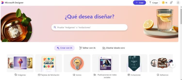 Captura de pantalla de la interfaz de inicio de la web de esta IA