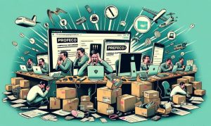 Imagen creada por IA en referencia a las quejas recibidas por la PROFECO en compras de eCommerce.