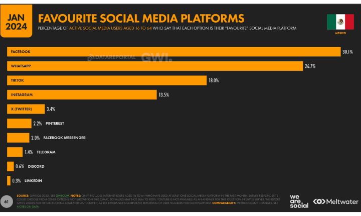 Uso de redes sociales en México 2024.