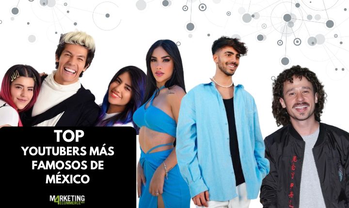 Youtubers más famosos de México (de izquierda a derecha: Los Polinesios, Kimberly Loaiza, Fide Vigevani y Luisito Comunica).